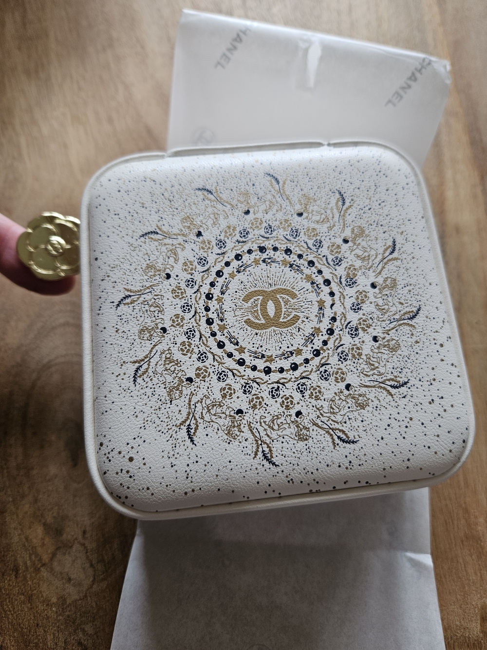 Chanel White Decorative Jewelry Case with Gold Logo